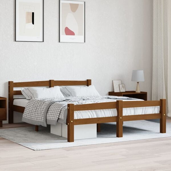 vidaXL Bed Frame without Mattress Honey Brown Solid Pinewood 120x200 cm