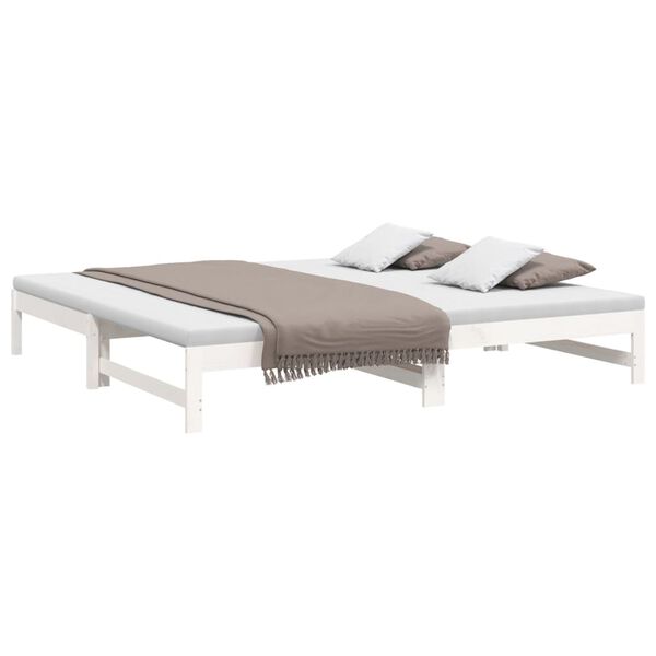 vidaXL Pull-out Day Bed without Mattress White 2x(100x200) cm