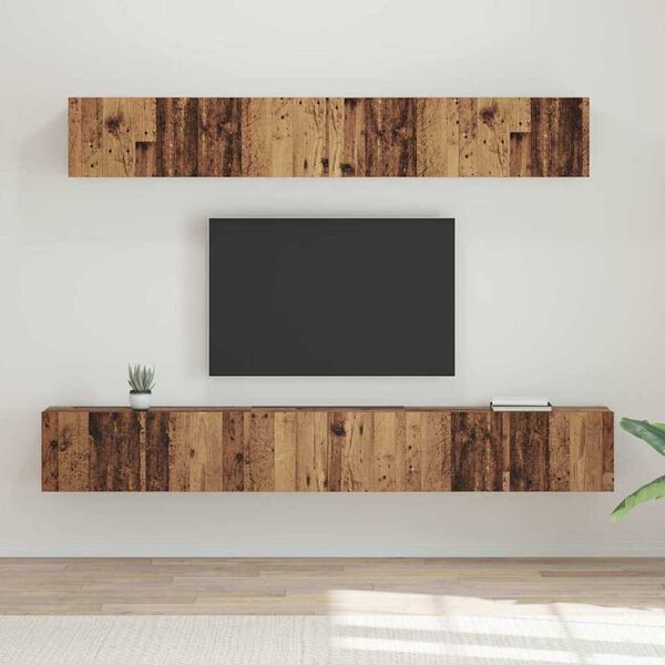vidaXL TV Cabinet Set Wall-mounted 5 pcs Old Wood Engineered Wood