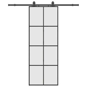 vidaXL Sliding Door with Hardware Set Black 76x205 cm ESG Glass