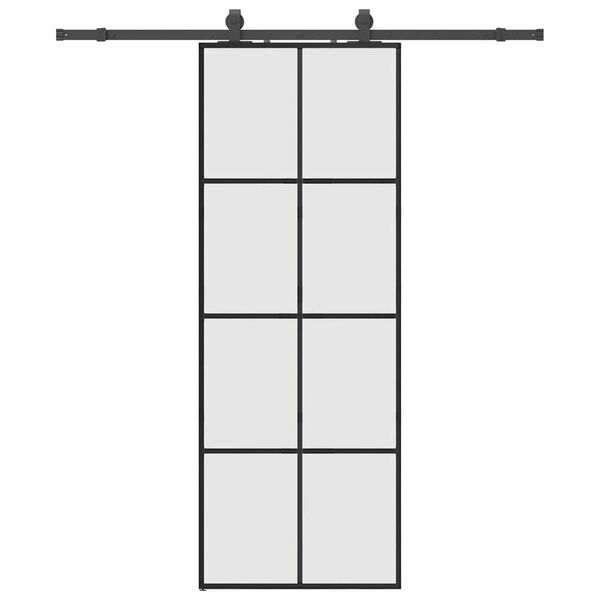 vidaXL Sliding Door with Hardware Set Black 76x205 cm ESG Glass