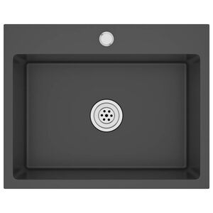 vidaXL Handmade Kitchen Sink Black Stainless Steel