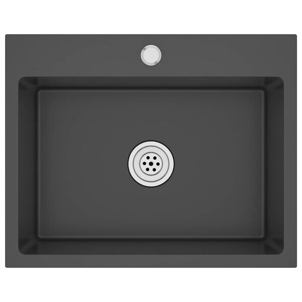 vidaXL Handmade Kitchen Sink Black Stainless Steel