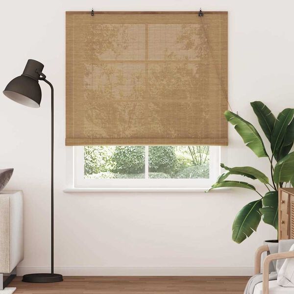 vidaXL Roller Blind with Curtains Manual Brown 140 x 220 cm Bamboo