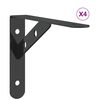 vidaXL Shelf Brackets 4 pcs 20x2,5x14 cm Black Stainless Steel