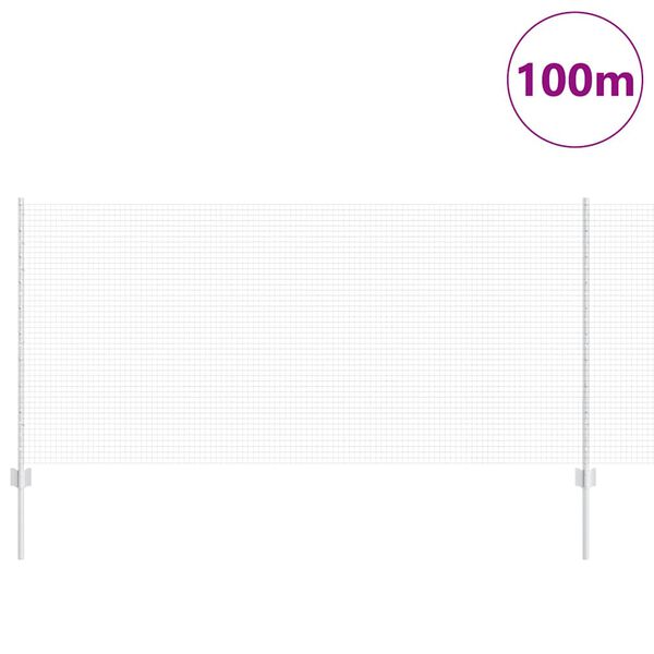 vidaXL Fence with Post Silver 1 x 100 m Steel