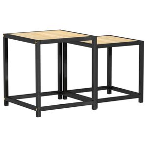 vidaXL Side Table | Set of 2 | Sonoma Oak, Black | MDF, Powder-Coated Steel