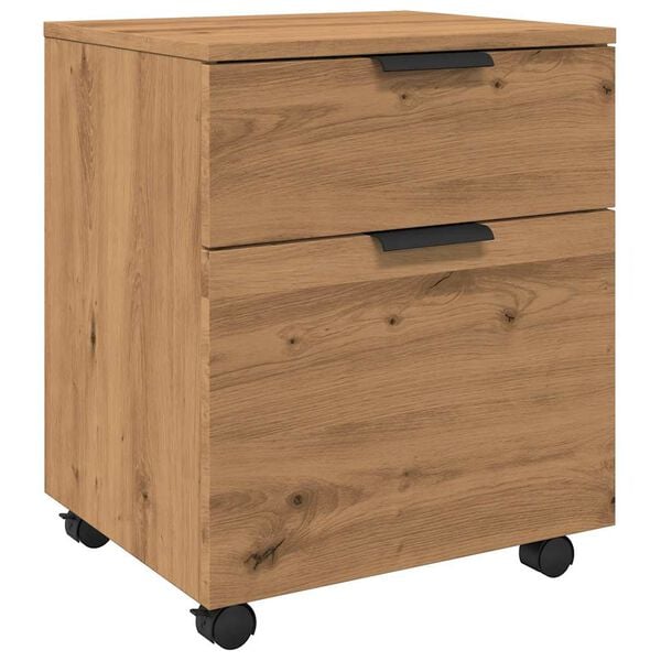 vidaXL Mobile File Cabinet with Wheels Artisan Oak 45x38x54 cm Engineered Wood