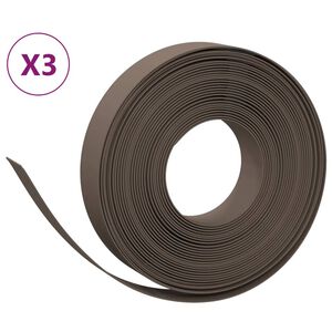 vidaXL Garden Edgings 3 pcs Brown 10 m 10 cm Polyethylene