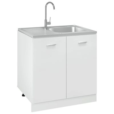 vidaXL Kitchen Sink with Drainer Set Silver 800x600x155 mm Stainless Steel