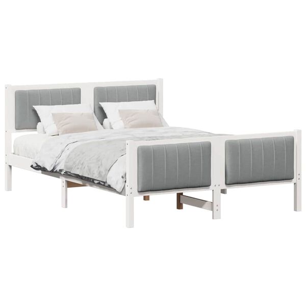 vidaXL Bed frame White and light grey 140 x 190 cm Solid pine wood