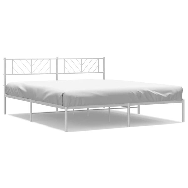 vidaXL Metal Bed Frame without Mattress with Headboard White 193x203cm
