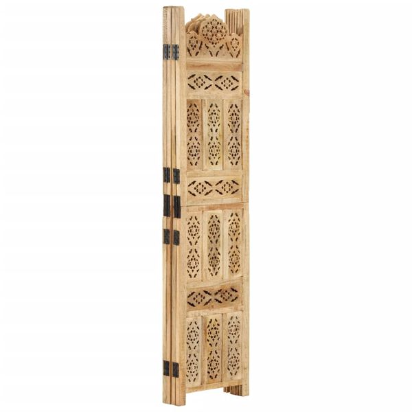 vidaXL Hand carved 4-Panel Room Divider 160x165 cm Solid Mango Wood
