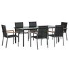 vidaXL 7 Piece Garden Dining Set Black Textilene and Steel