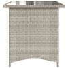 vidaXL Garden Table with Glass Top Light Grey 110x68x70 cm Poly Rattan