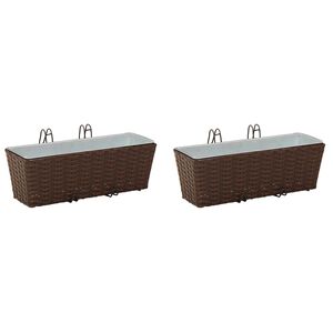 vidaXL Railing 2 pcs Brown 50 x 17 x 17 cm Metal