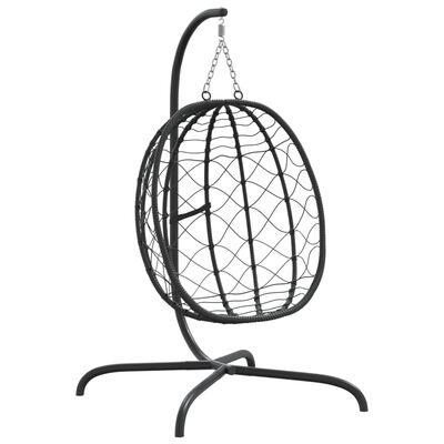 vidaXL Hanging Egg Chair with Cushion Cream White Poly Rattan&Steel