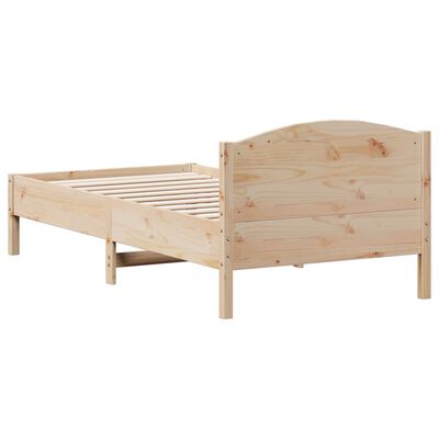 vidaXL Bed Frame with Headboard 75x190 cm Small Single Solid Wood Pine