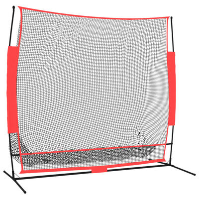 vidaXL Portable Baseball Net Black and Red 215x107x216 cm Polyester