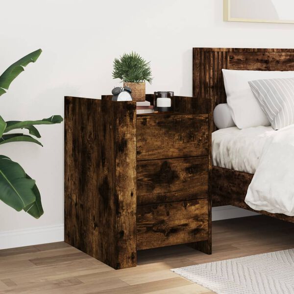 vidaXL Bedside Cabinet Smoked Oak 45x50x65 cm Engineered Wood