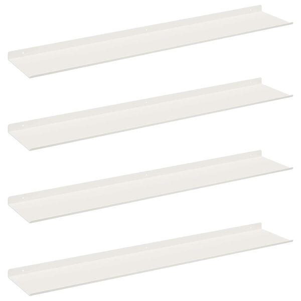 vidaXL Floating Shelf Wall-mounted 4 pcs White 100 x 18 x 2.5 cm Steel