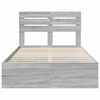 vidaXL Bed Frame with Drawer Grey Sonoma 120 x 190 cm Engineer Wood
