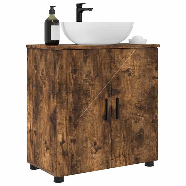vidaXL Bathroom Cabinet with Storage Smoked Oak 61 x 35 x 64 cm