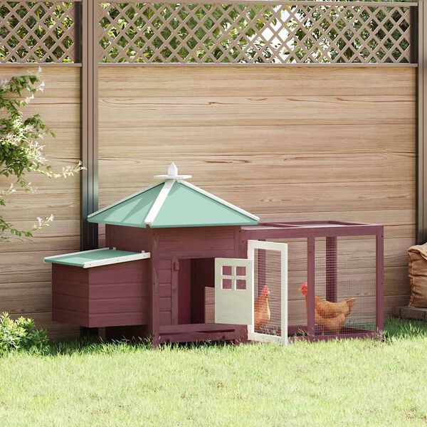 vidaXL Chicken Coop with Nest Box Mocha 190x72x102 cm Solid Firwood