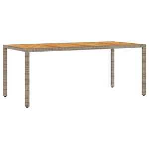 vidaXL Garden Table with Acacia Wood Top Grey 190x90x75 cm Poly Rattan