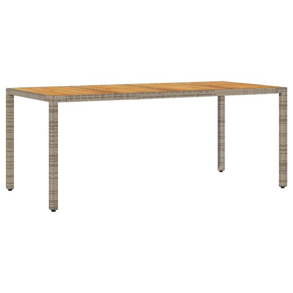 vidaXL Garden Table with Acacia Wood Top Grey 190x90x75 cm Poly Rattan