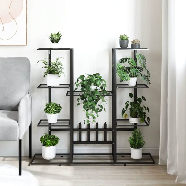 vidaXL Flower Stand 94.5x25x89 cm Black Iron
