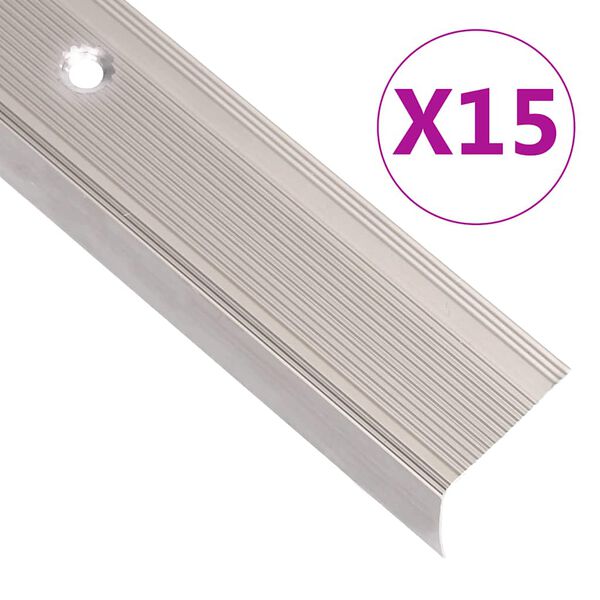 vidaXL Stair Nosings in L-shape 15 pcs Aluminium 90 cm Champagne
