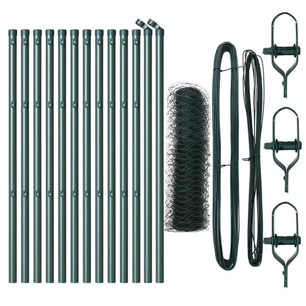 vidaXL Fence Post Green 25 x 0.4 m (36 mm mesh) Steel and PVC