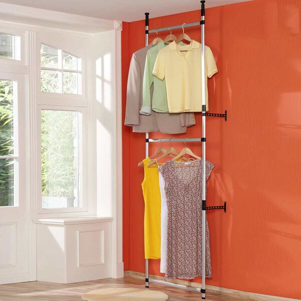 vidaXL Telescopic Wardrobe System with Rods Aluminium