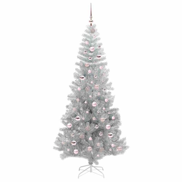 vidaXL Christmas Tree with 300 LEDs with Stand Silver 210 cm PET