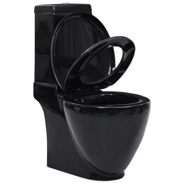 vidaXL Ceramic Toilet Back Water Flow Black