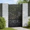 vidaXL Garden Gate Black 100x150 cm Steel Leaf Design