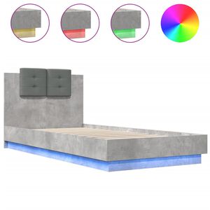 vidaXL Bed Frame with LED without Mattress Concrete Grey 100x200 cm