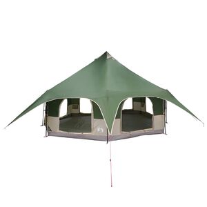 vidaXL Family Tent Green 10-Person 185T Polyester with PU Coating