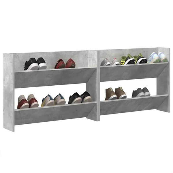 vidaXL Wall Shoe Cabinets 2 pcs Concrete Grey 80x18x60 cm Engineered Wood