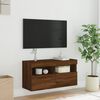 vidaXL TV Wall Cabinet with LED Lights Brown Oak 80x30x40 cm