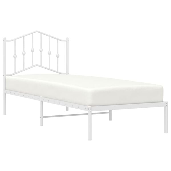 vidaXL Metal Bed Frame without Mattress with Headboard White 90x190cm