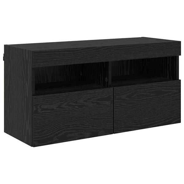 vidaXL TV Wall Cabinet Black Oak 80 x 30 x 40 cm Engineered Wood