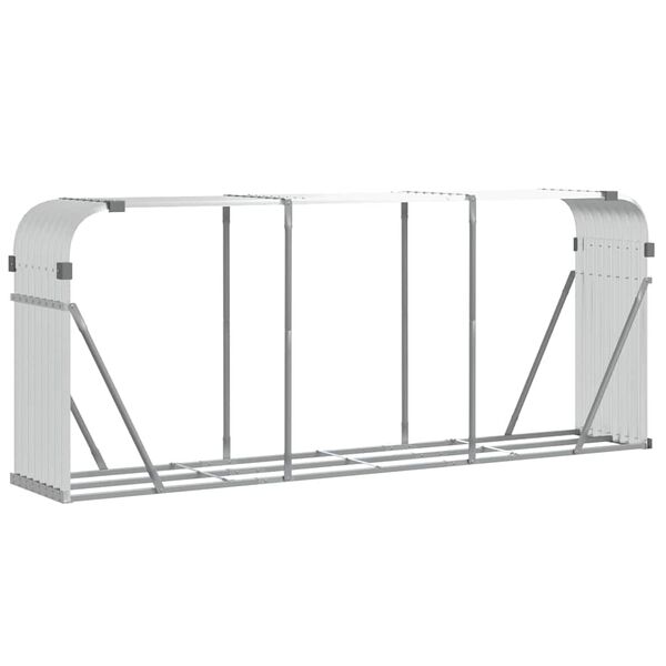 vidaXL Log Holder Silver 234x45x100 cm Galvanised Steel