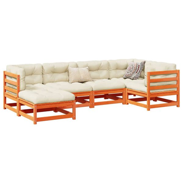 vidaXL 6 Piece Garden Sofa Set Wax Brown Solid Wood Pine