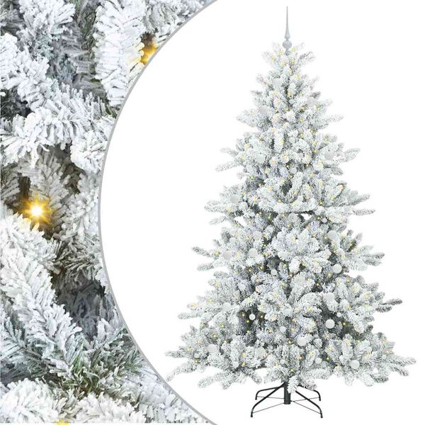 vidaXL Artificial Hinged Christmas Tree White 240 cm PVC and Steel