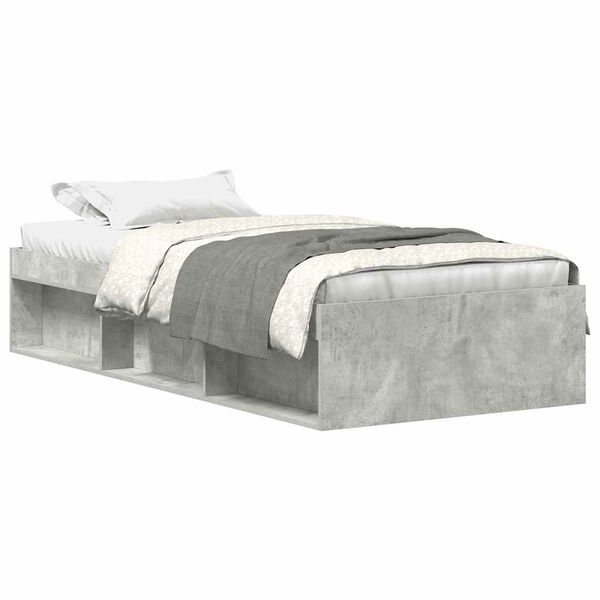 vidaXL Bed Frame without Mattress Concrete Grey 75x190 cm Small Single Small Single