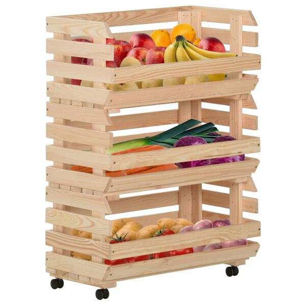 vidaXL Vegetable Trolley 57x30x80 cm Solid Pinewood