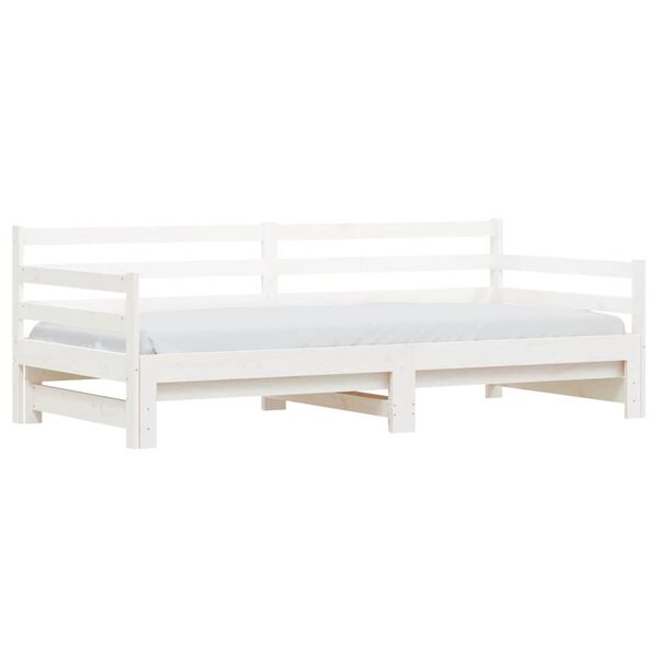 vidaXL Daybed with Trundle without Mattress White 90x200 cm Solid Wood