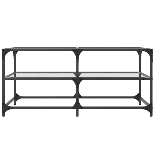 vidaXL Coffee Table with Transparent Glass Top 98.5x50x45 cm Steel